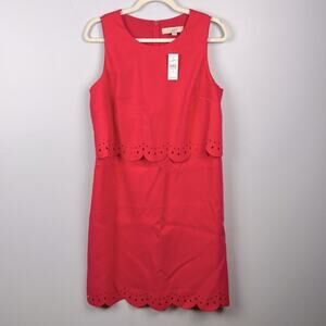 Loft NWT pink sleeveless scalloped dress with cutouts size 8